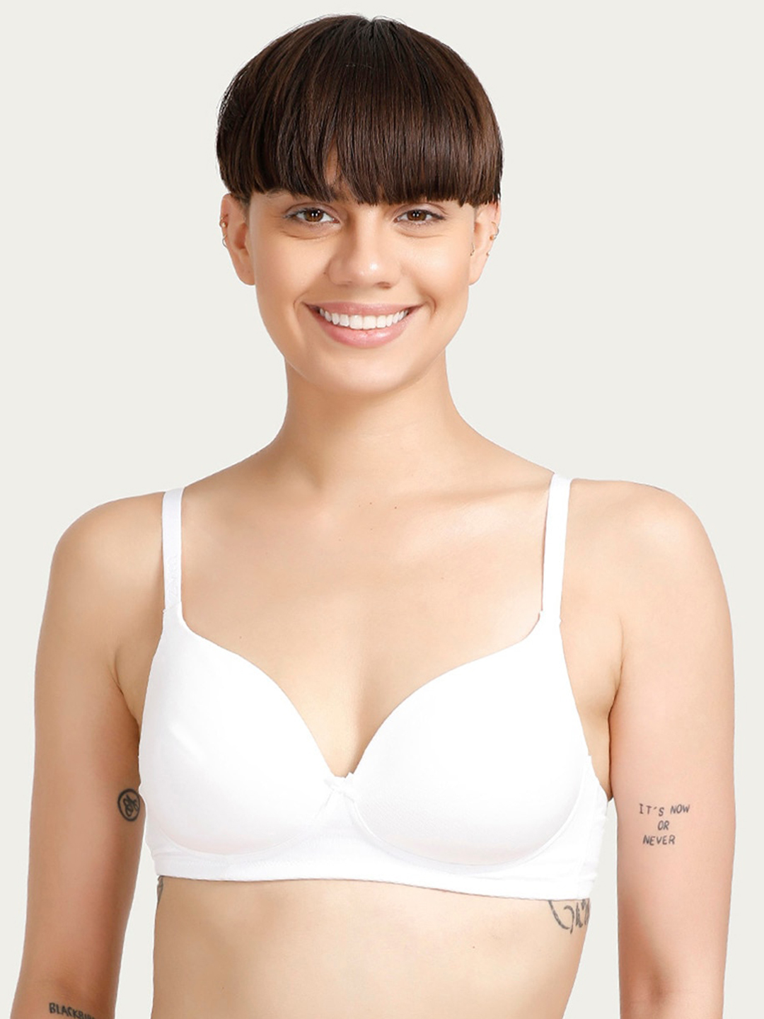Zivame White Solid Non-Wired Lightly Padded T-shirt Bra Price in India