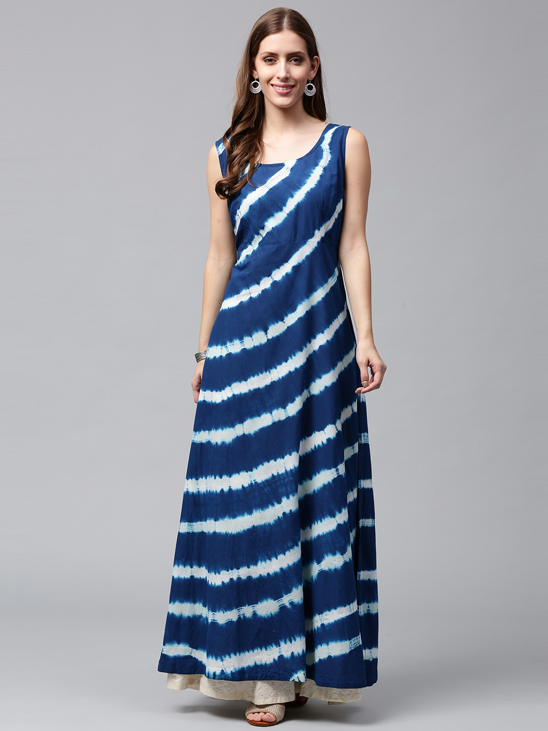 Nayo Women Blue Dyed A-Line Kurta Price in India