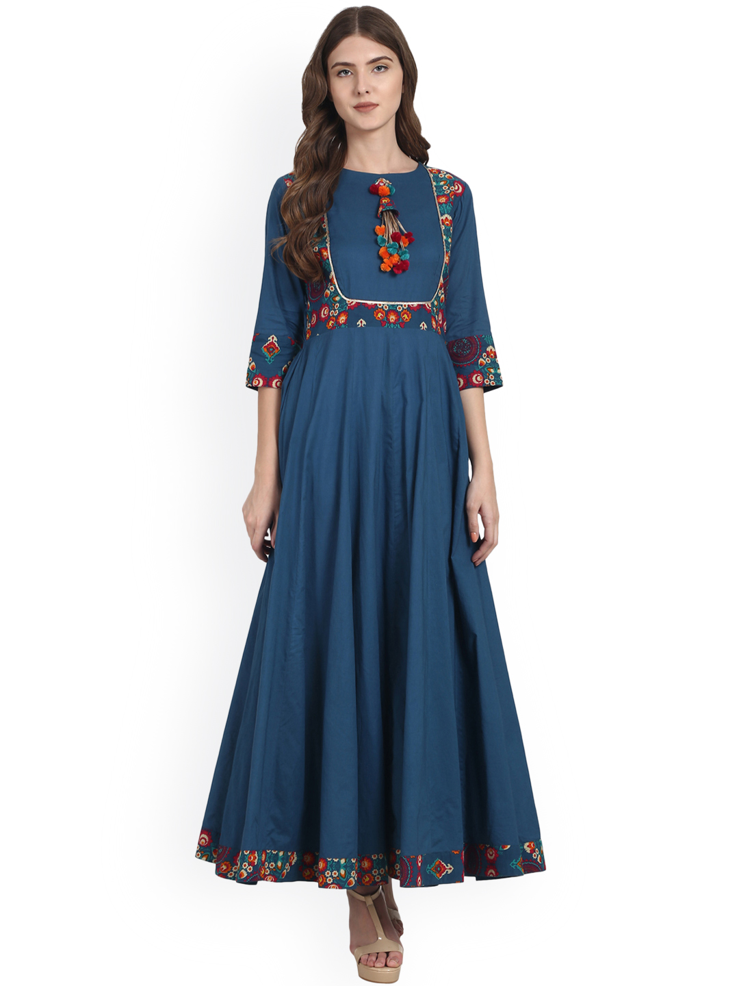 Nayo Women Teal Blue Solid Anarkali Kurta Price in India