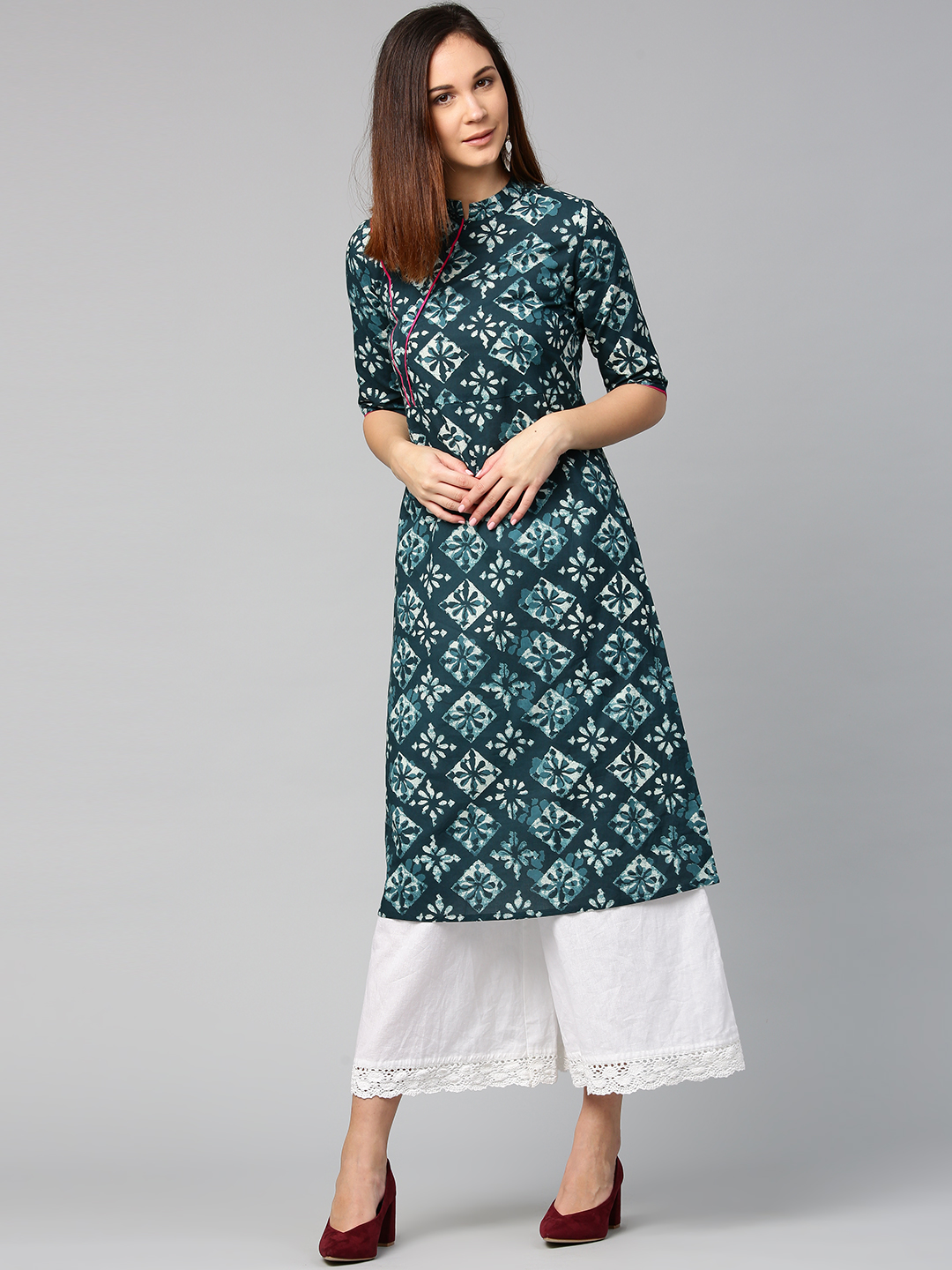 Jaipur Kurti Women Green Printed A-Line Kurta Price in India