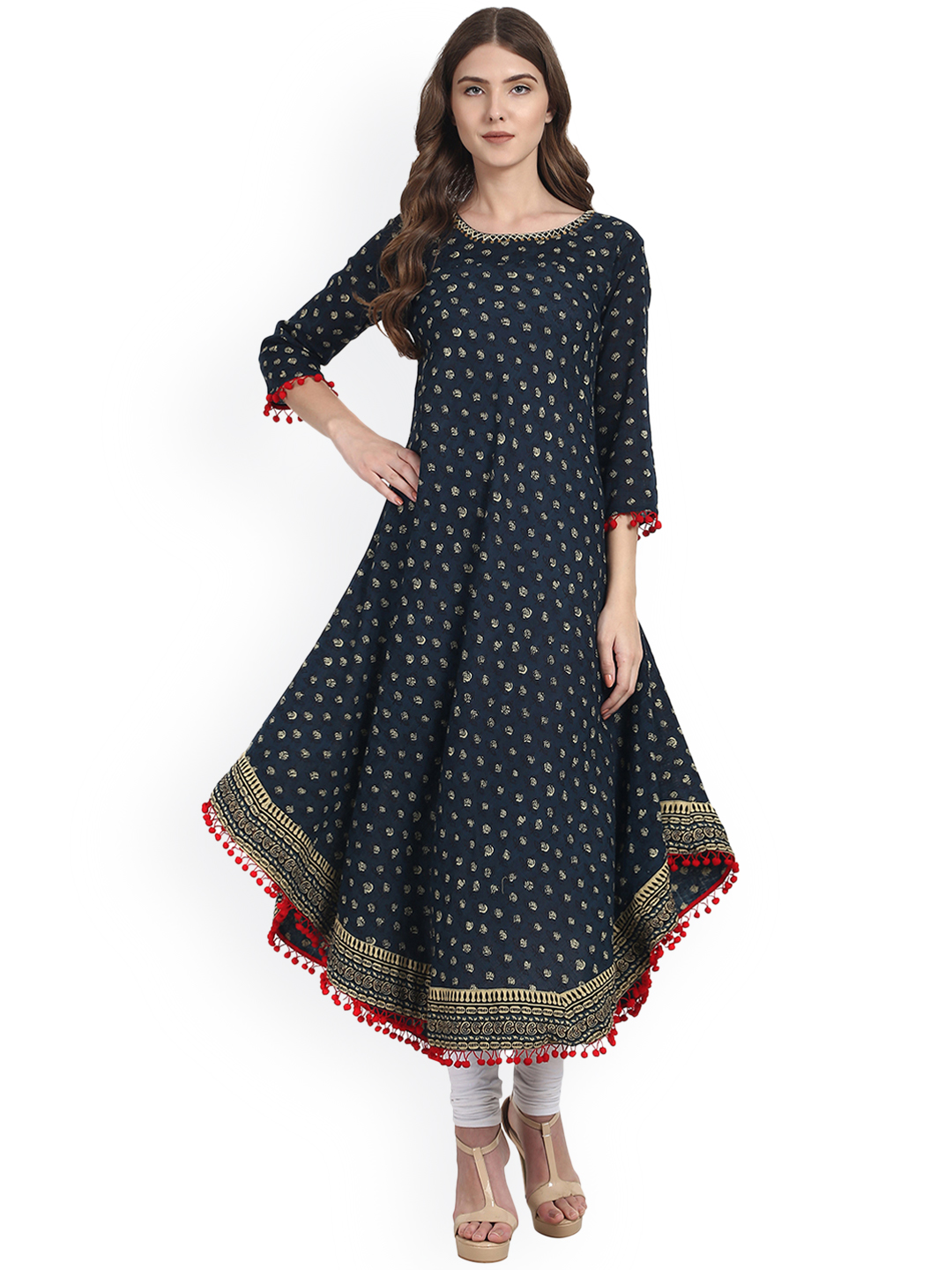 Nayo Women Blue Printed Anarkali Kurta Price in India