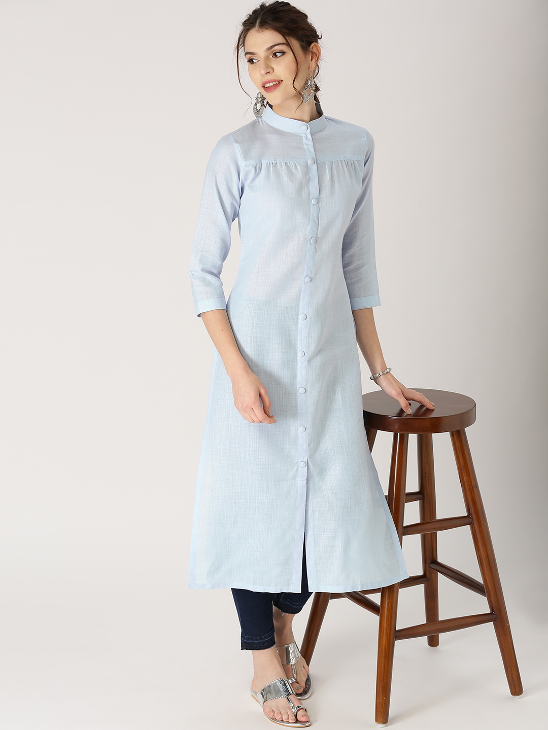 Libas Women Blue Solid Straight Kurta Price in India