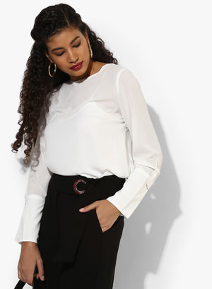 White Solid Blouse Price in India