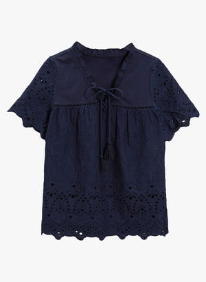 Navy Blue Embroidered Blouse Price in India