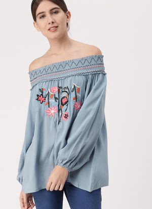 Blue Self Pattern Blouse Price in India