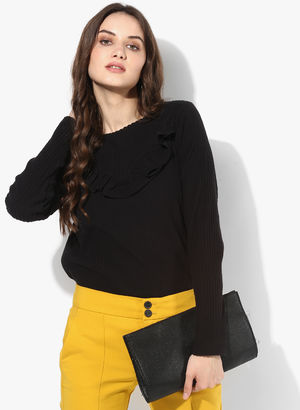 Black Solid Blouse Price in India