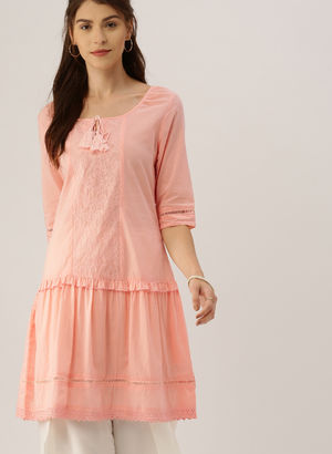 all about you from Deepika Padukone Women Peach-Coloured Embroidered A-Line Kurta Price in India