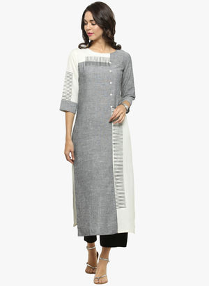 Grey Printed Kurta Price in India