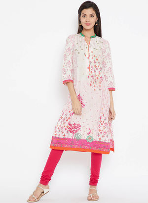 Off White Printed Kurta Price in India