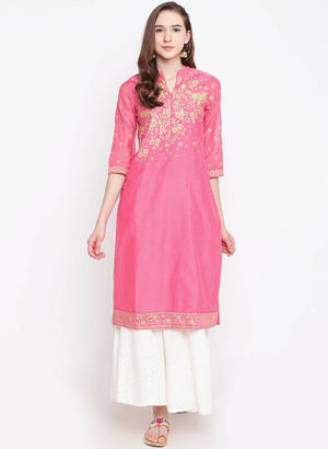 Pink Printed Kurta Price in India