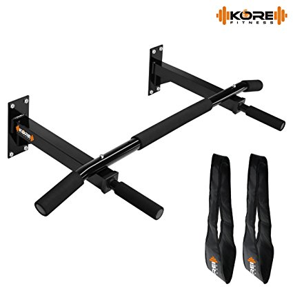 Kore K-WM Wall Mounting Chin up Bar with Solid One Piece Construction Bar and Ab Straps Fitness Combo Price in India
