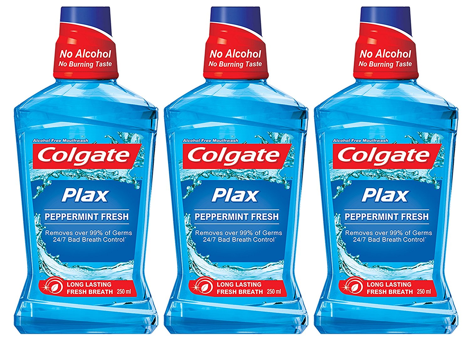 Colgate Plax Mouthwash - 250 ml (Pepper Mint, Buy 2 Get 1 Free) Price in India