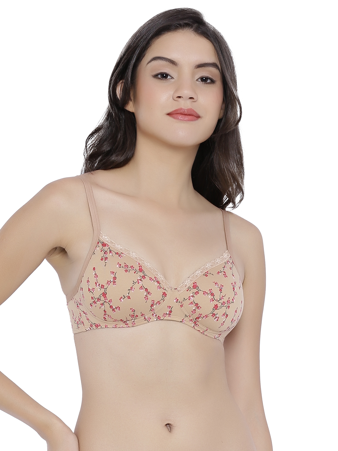 Amante Nude-Coloured Full-Coverage Floral Print T-shirt Bra BFCV32 Price in India