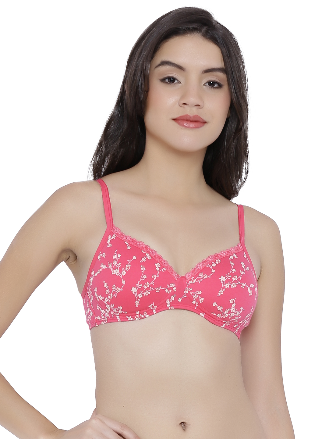 Amante Pink Full-Coverage Floral Print T-shirt Bra BFCV32 Price in India