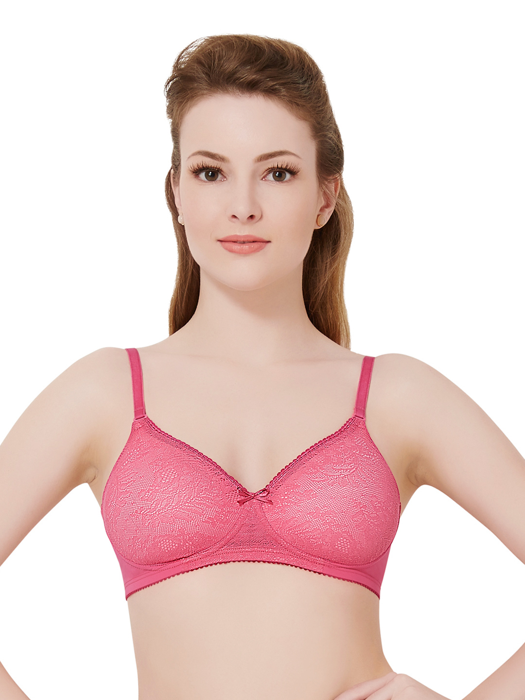 Amante Pink Lace Full-Coverage T-shirt Bra BRA24302 Price in India