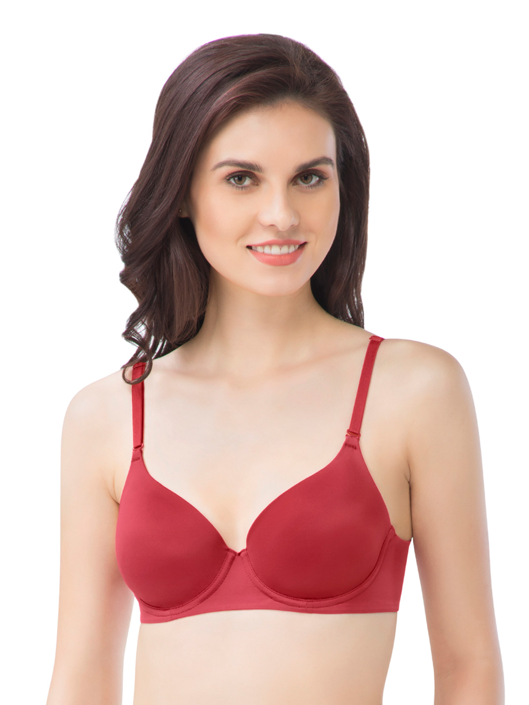 Amante Red Solid Underwired Lightly Padded T-shirt Bra Price in India