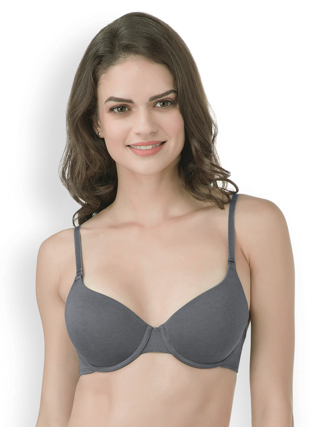 Amante Grey Solid Underwired Lightly Padded T-shirt Bra Price in India