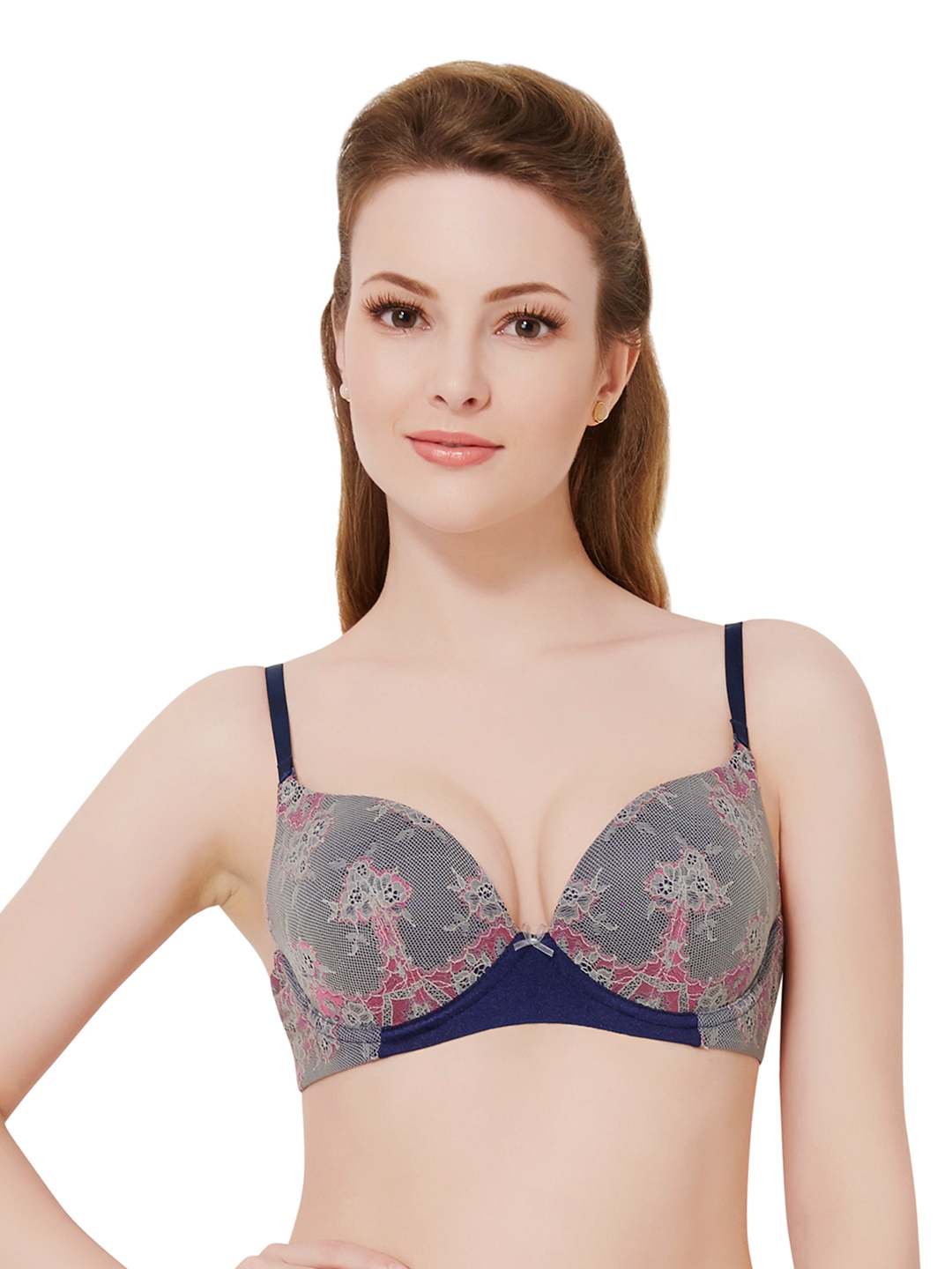 Amante Blue Lace Medium-Coverage Push-Up Bra BRA14505 Price in India