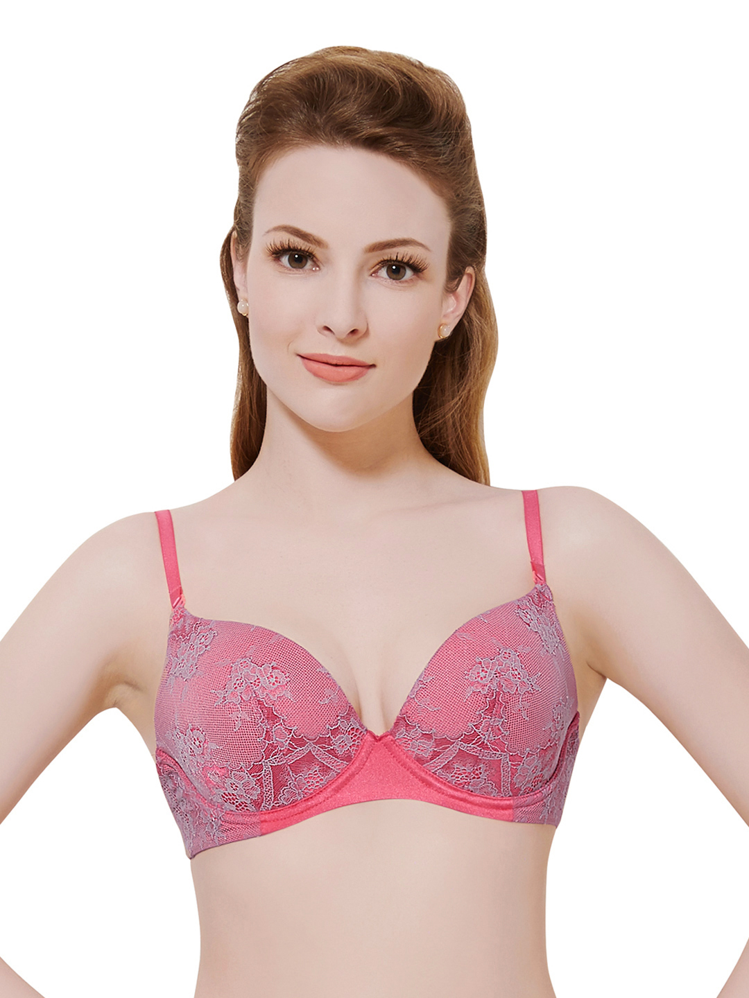 Amante Pink Lace Medium-Coverage Push-Up Bra BRA14505 Price in India