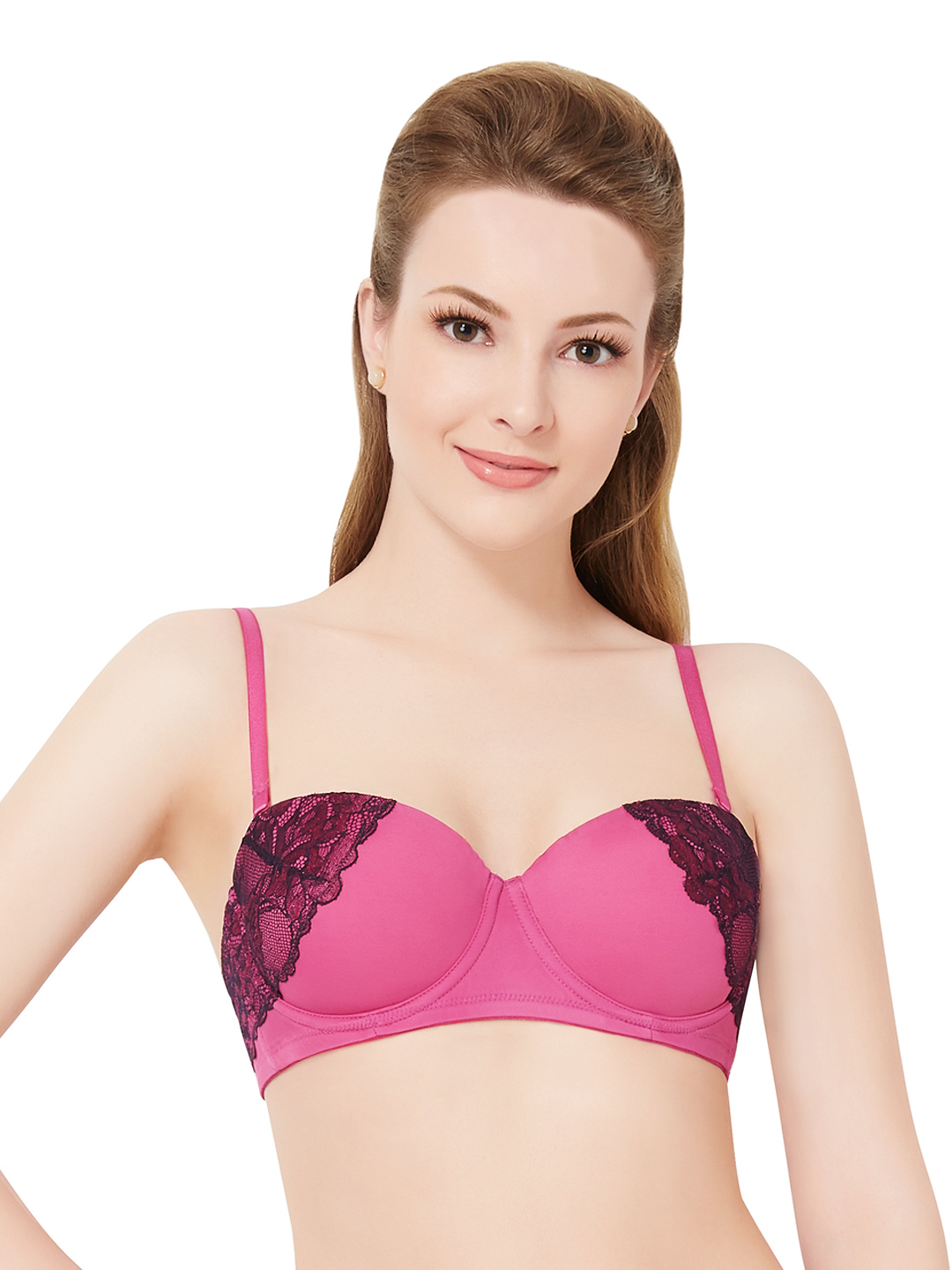 Amante Pink Lace Medium-Coverage Balconette Bra BRA10807 Price in India