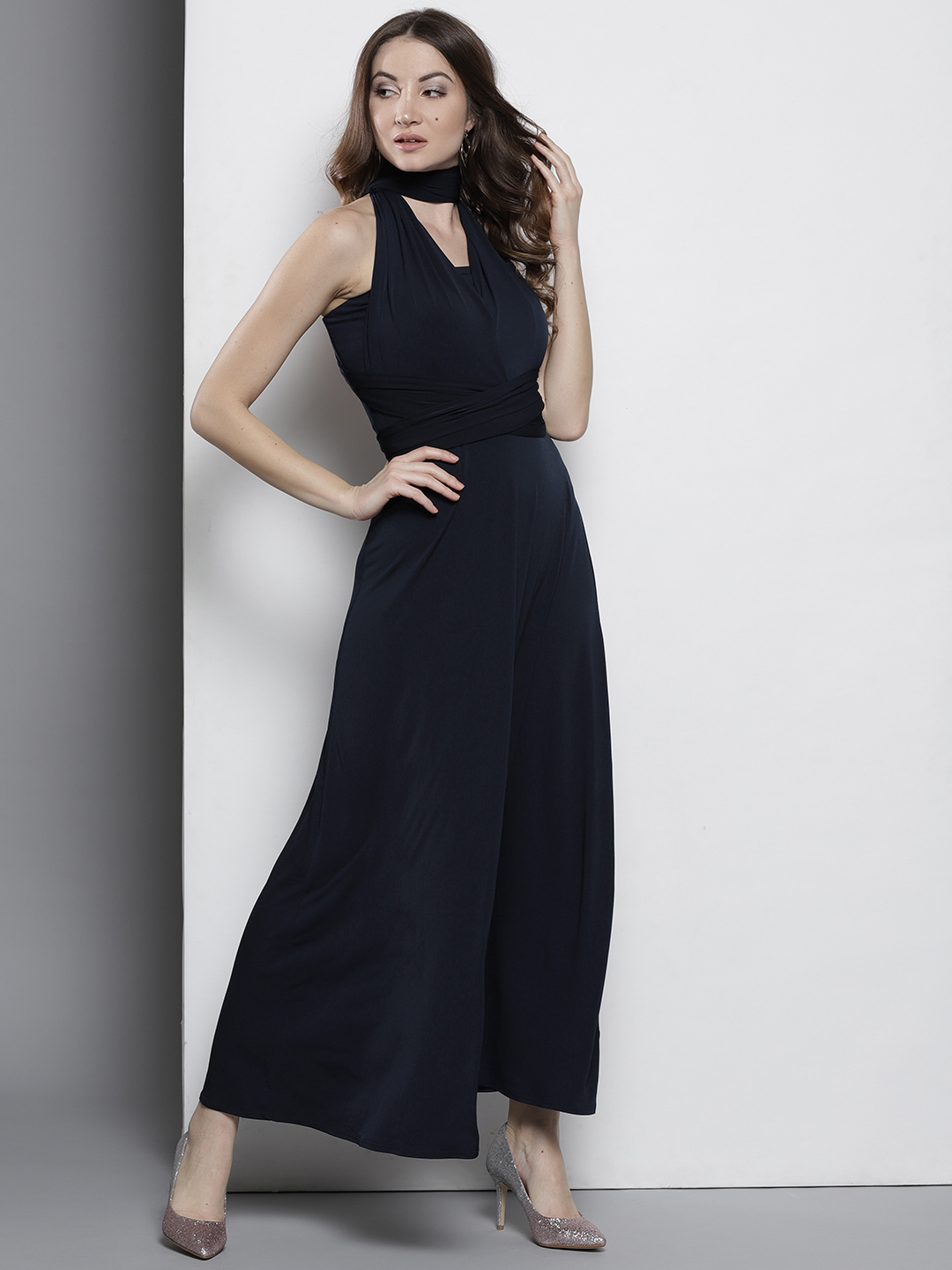 DOROTHY PERKINS Women Navy Blue Solid Maxi Dress Price in India