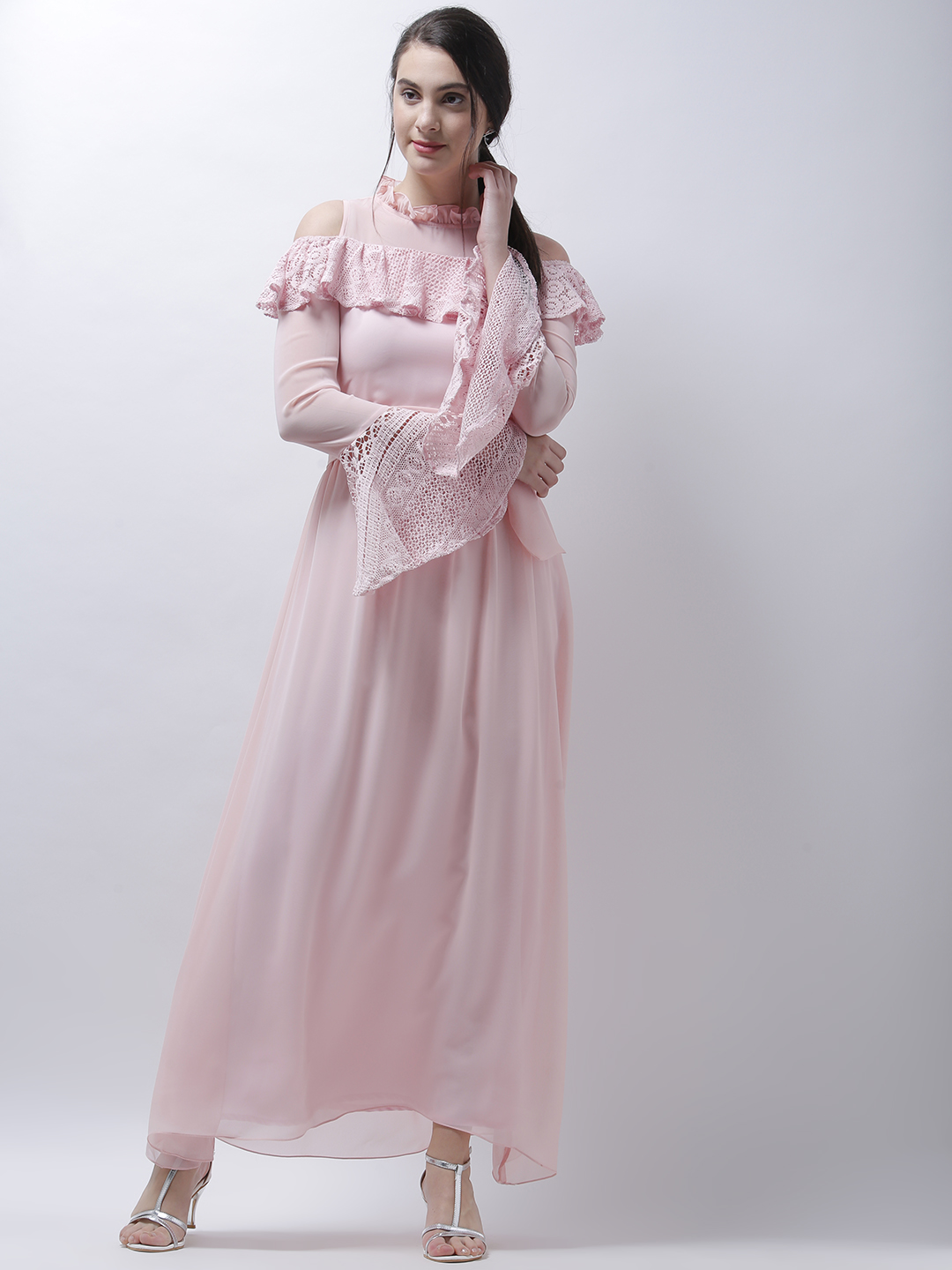 Athena Women Pink Self Design Fit and Flare Dress Price in India