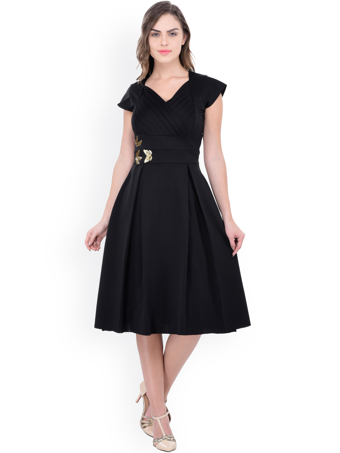 Athena Women Black Fit & Flare Dress Price in India