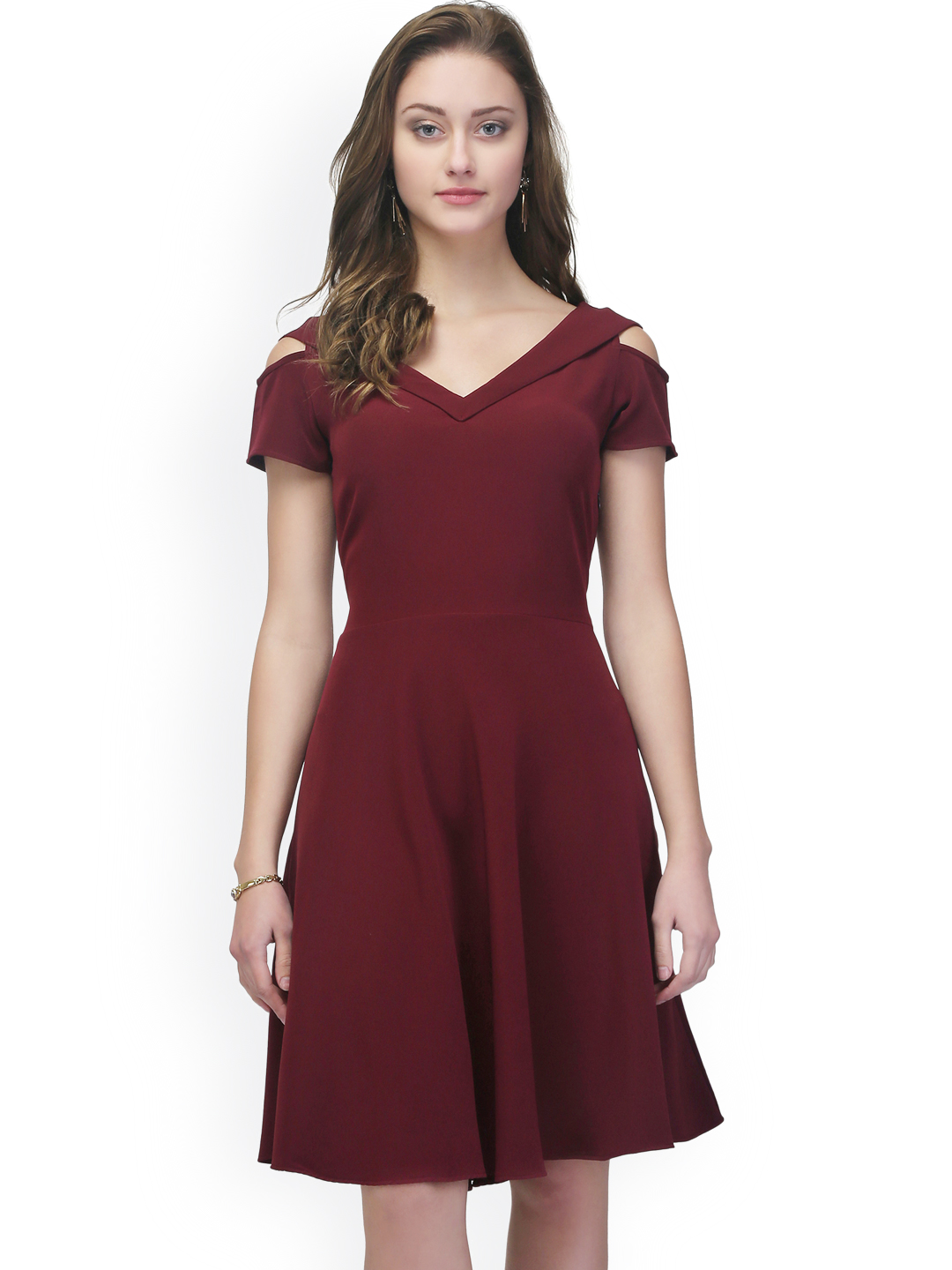 Eavan Women Burgundy Fit and Flare Dress Price in India