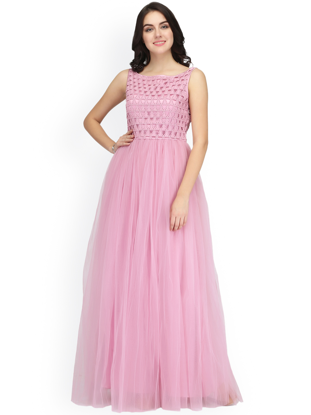 Eavan Women Pink Embellished Maxi Dress Price in India