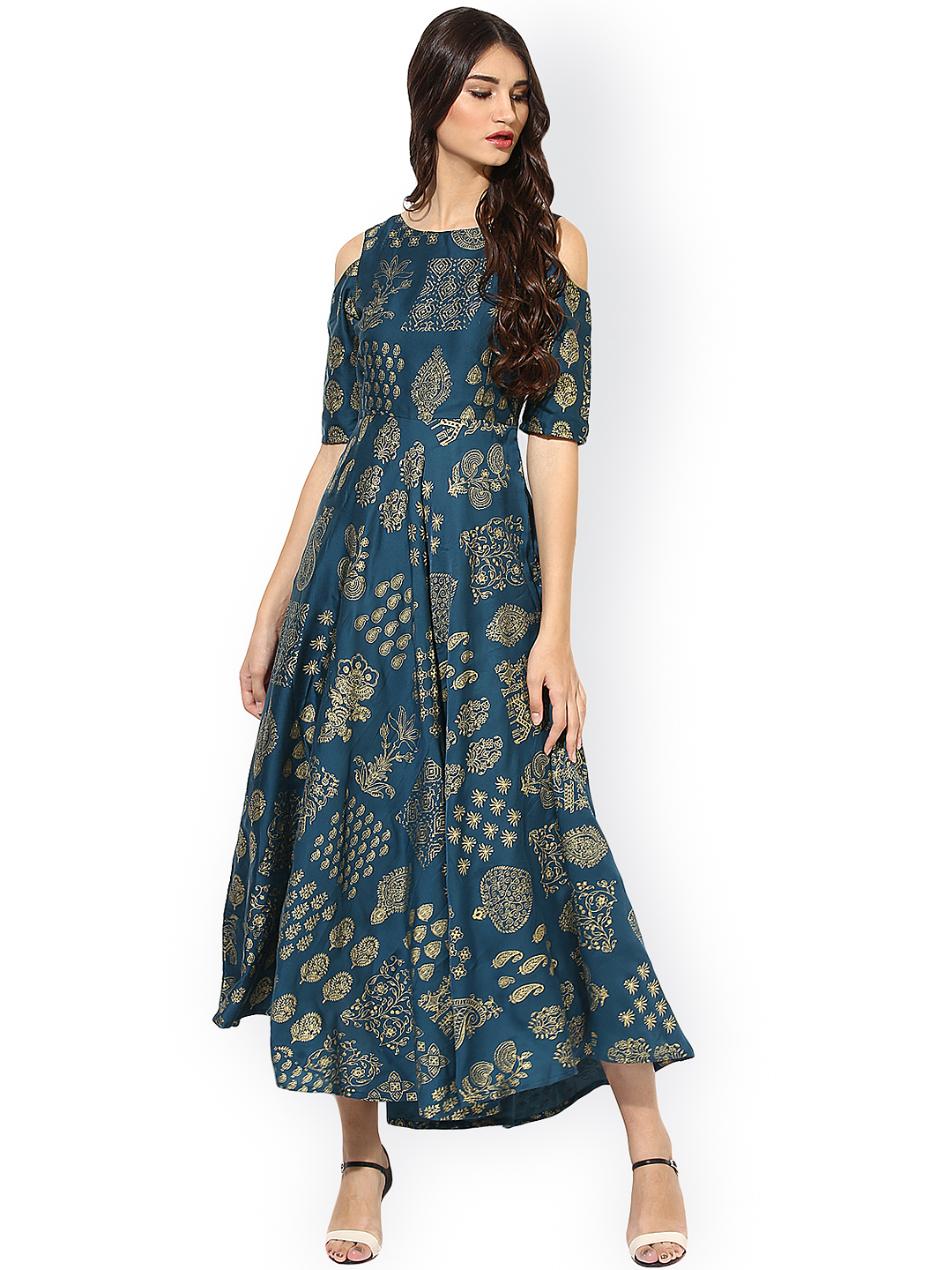 Juniper Women Teal Printed Maxi Dress Price in India