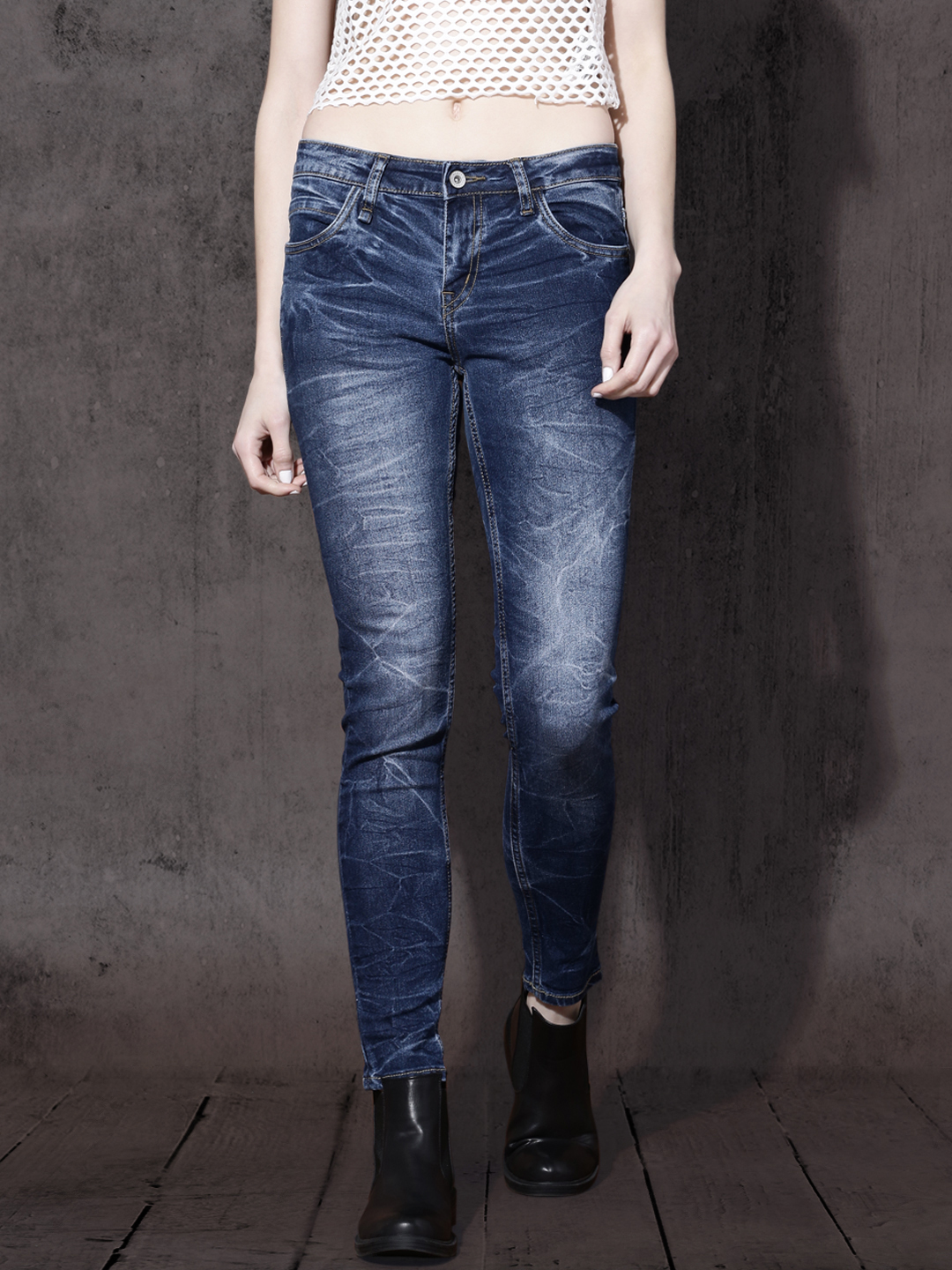 Roadster Women Blue Skinny Fit Mid-Rise Clean Look Stretchable Jeans Price in India