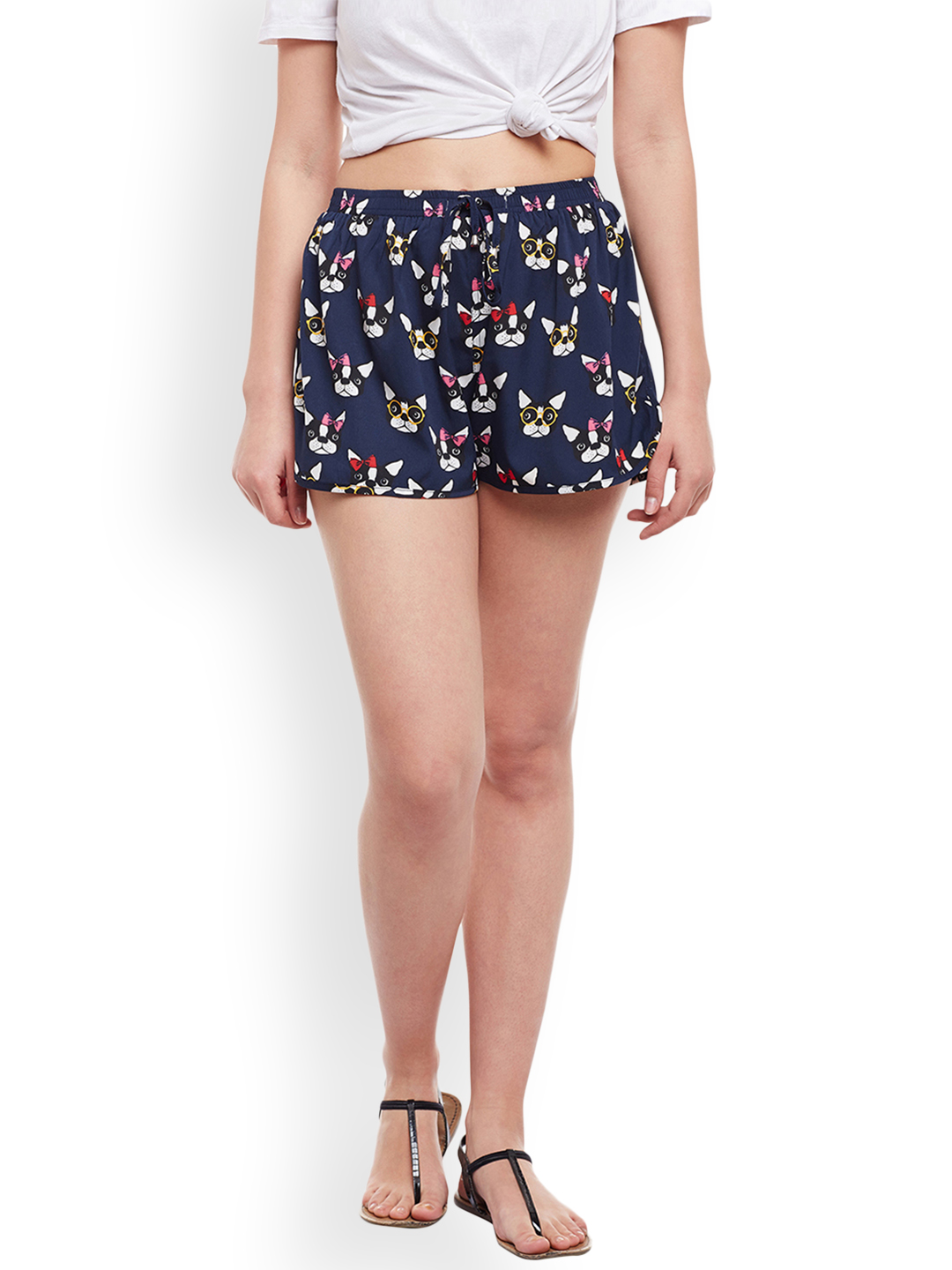 WISSTLER Women Navy Blue Printed Regular Fit Casual Shorts Price in India