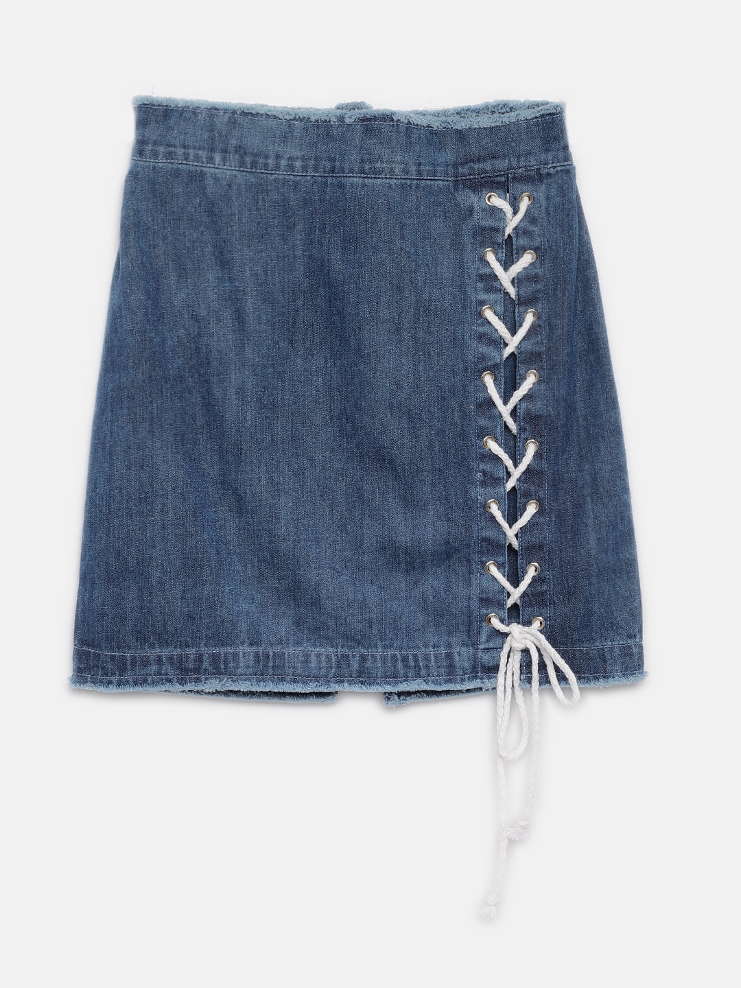 YK Girls Blue Braided Detail Denim Skirt Price in India