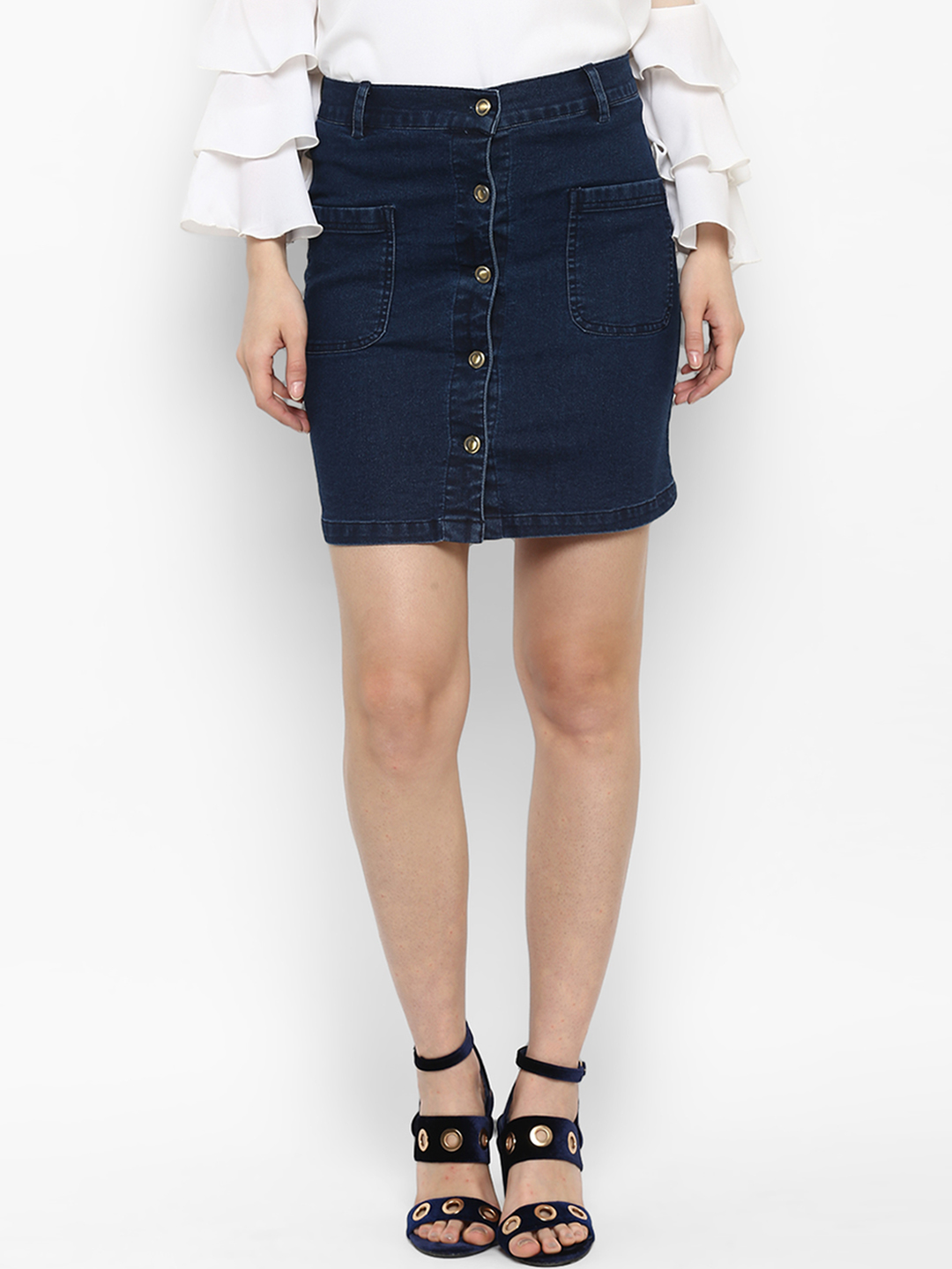 StyleStone Women Blue A-Line Denim Skirt Price in India