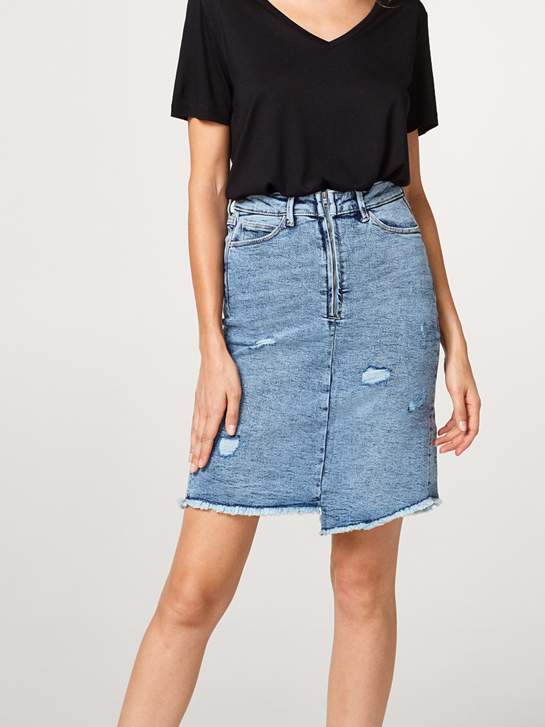 ESPRIT Blue Distressed Denim Skirt Price in India