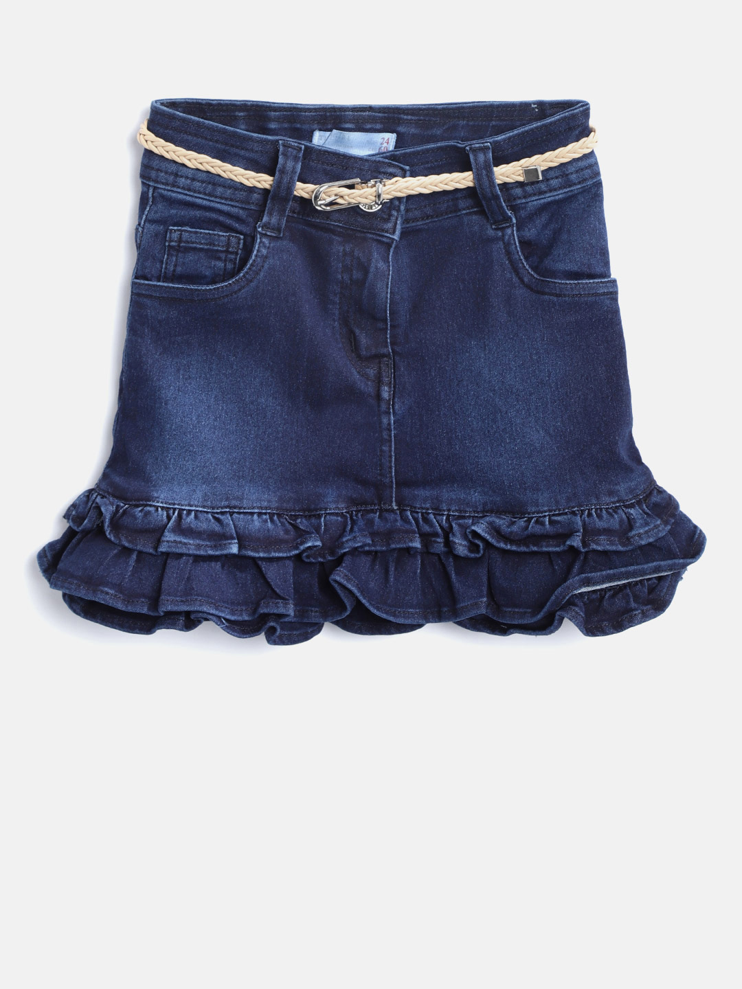 Tiny Girl Navy Blue Washed Denim A-Line Skirt Price in India