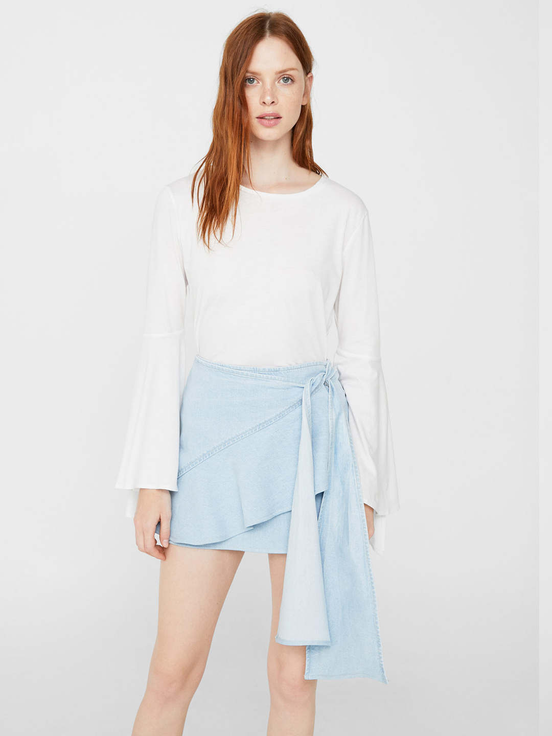 MANGO Blue Layered Wrap-Around Mini Denim Skirt Price in India