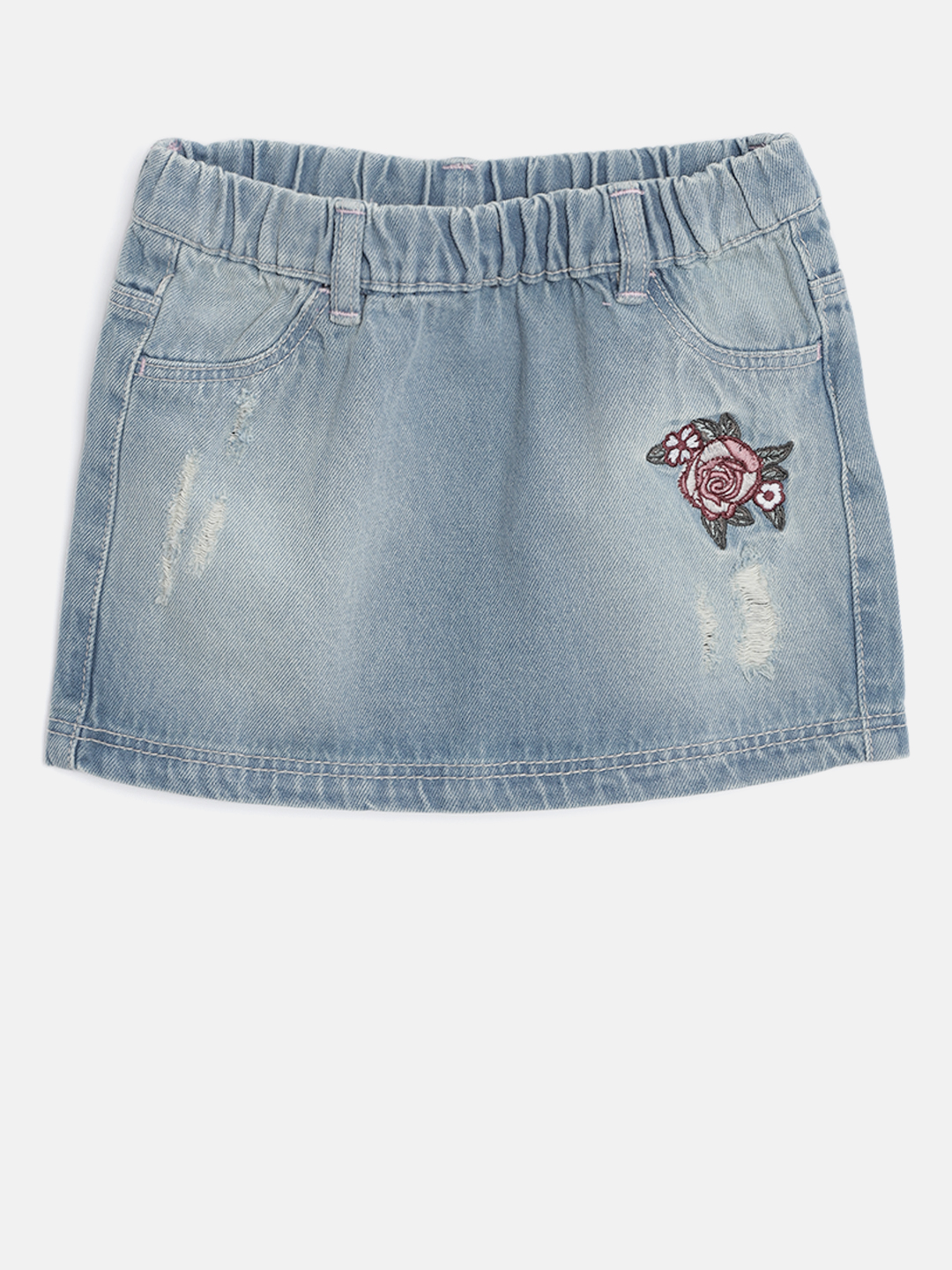 OVS Girls Blue Washed Denim Straight Skirt Price in India