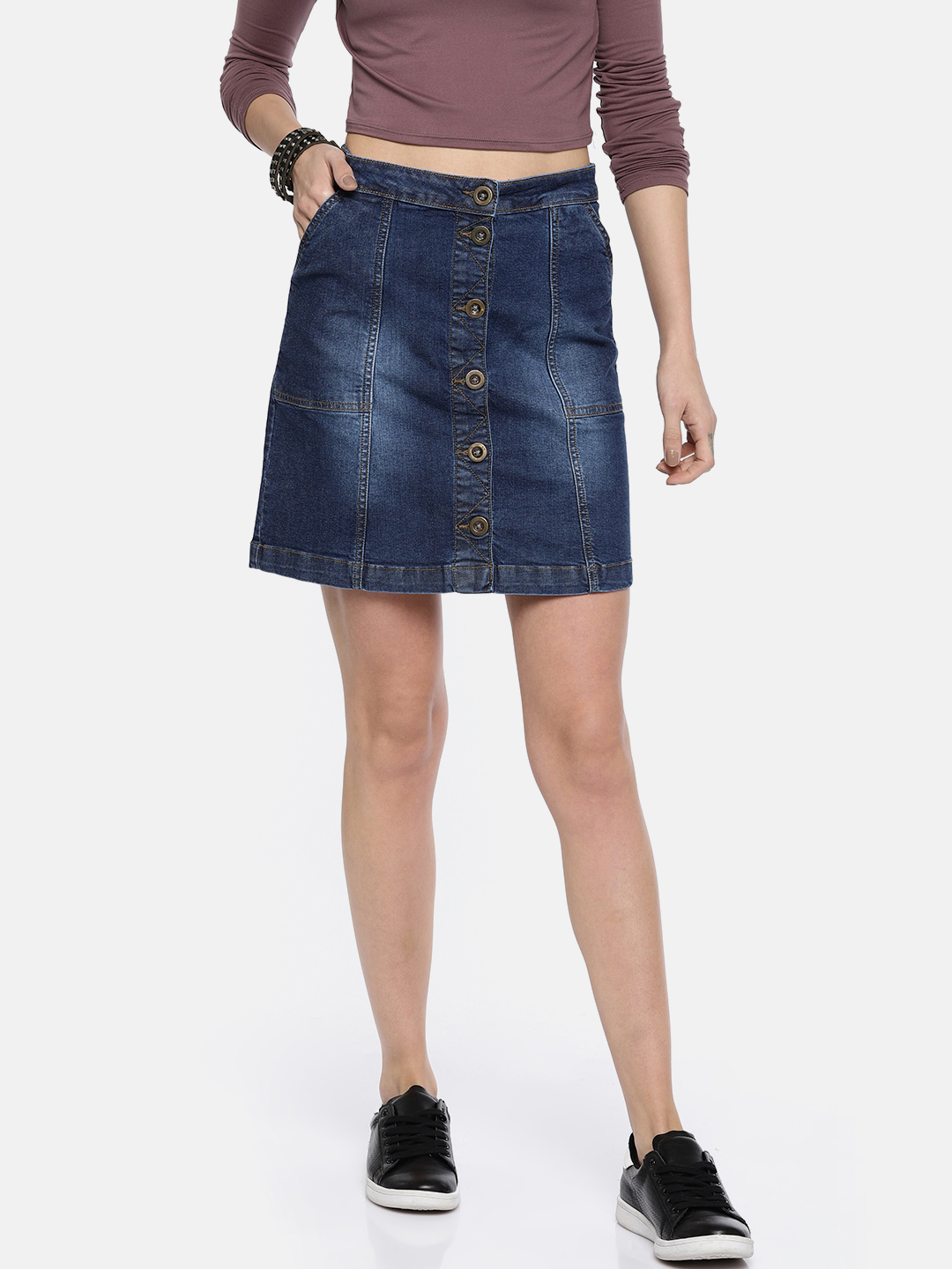 Roadster Women Blue Denim Skirt Price in India