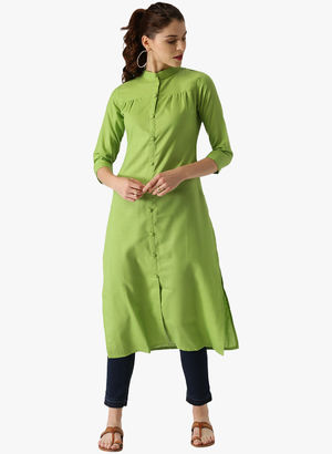 Green Solid Kurta Price in India