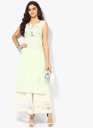 Green Printed Kurta Price in India