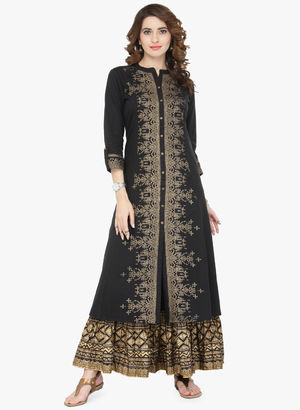 Black Printed Kurta Price in India