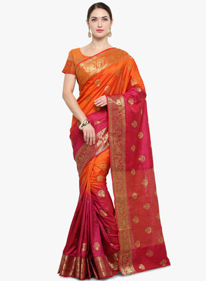 Orange Printed Saree Price in India