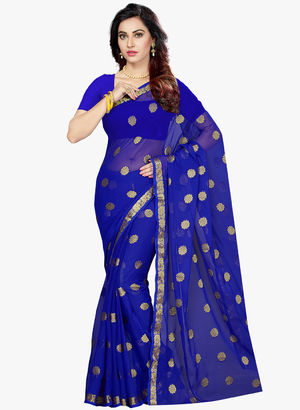 Blue Printed Saree Price in India