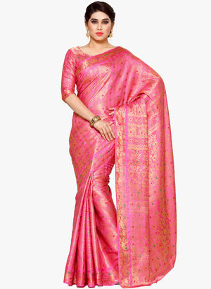 Pink Embellished Saree Price in India