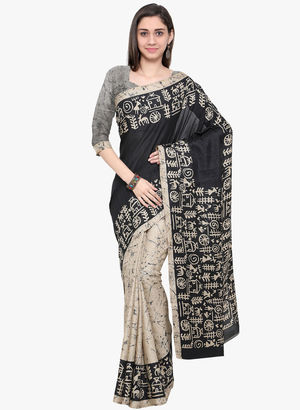 Black Printed Saree Price in India