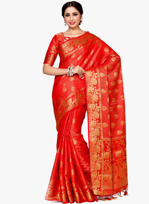 Red Embellished Saree Price in India