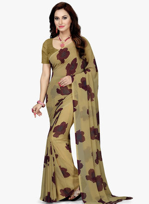 Beige Printed Saree Price in India