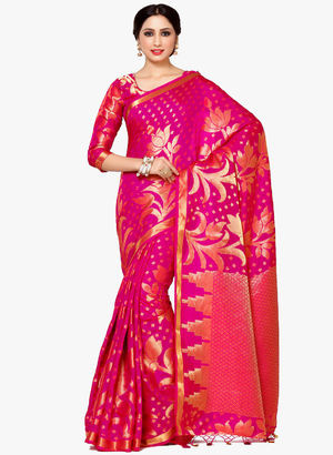 Magenta Embellished Saree Price in India