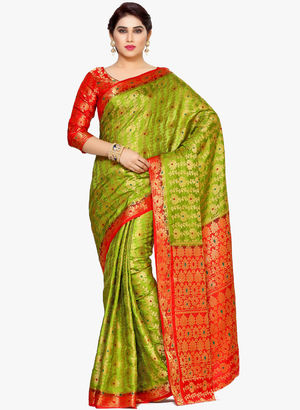 Green Embellished Saree Price in India